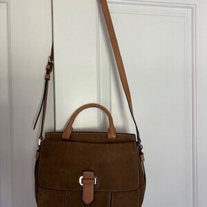 Michael Kors Romy Brown Suede Satchel Messenger Crossbody Bag